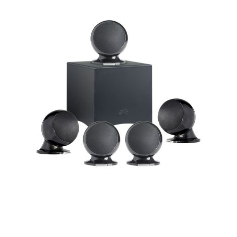Le système Home Cinéma 5.1 Cabasse Alcyone 2 est èquipé de 5 enceintes sphériques Alcyone 2, et d'un caisson de basses.