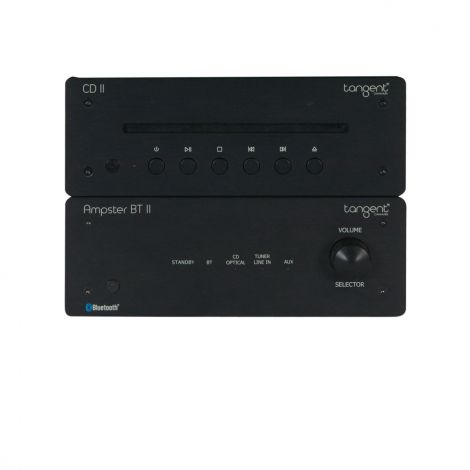La chaîne Hi-Fi Tangent Ampster BT II est constituée de l'amplificateur Tangent Ampster BT II et du lecteur de CD Tangent Ampster CD II. C'est un ensemble compacte doté d'une connectique complète et de nombreuses fonctions.