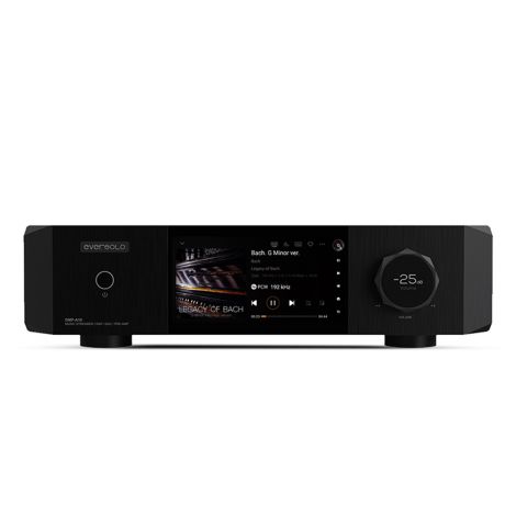 EverSolo DMP-A10. Fleuron de la marque, le lecteur réseau EverSolo DMP-A10 est un modèle ultra complet proposant dans un unique appareil de nombreuses options de streaming, un DAC Hi-Res et un pré-ampli audiophile avec calibrage par micro. Équipé d'un DAC